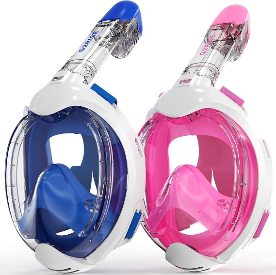 G2RISE Full Face Snorkel Mask Kids Snorkeling Set, 180 Degree Panoramic View, Anti-Fog & Anti-Leak Dry Top Snorkel Set for kids 3-8