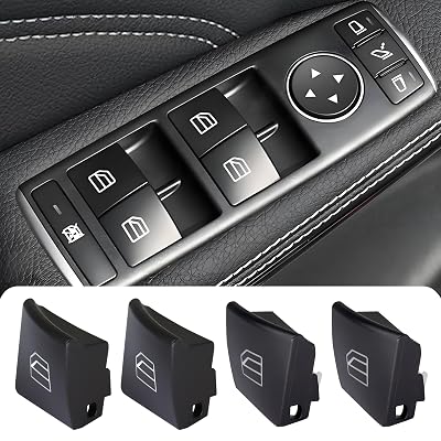 Panwarmoll 4Pcs Front Driver Window Switch Button Cap Fit for Mercedes-Benz C-Class E-Class GLK W204 W212 E220 C180 C200 C220 C300 C250 W166 Driver Side Front Left Repair Kit Replace A2049055402