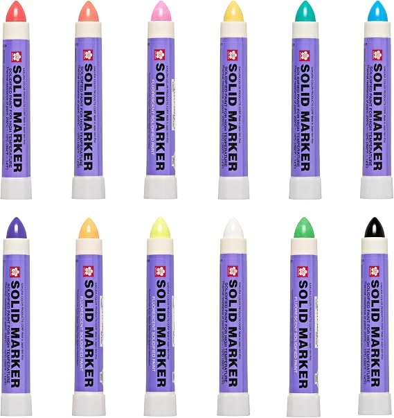 Sakura Solid Marker, Multi-Surface, Assorted Colors, 12 Count