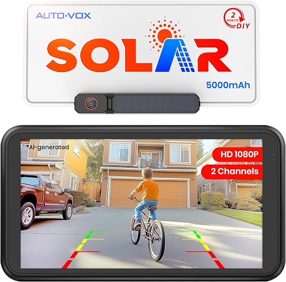 AUTO-VOX Solar Wireless Backup Camera: 5" 1080P Monitor, 2 Min Easy Install