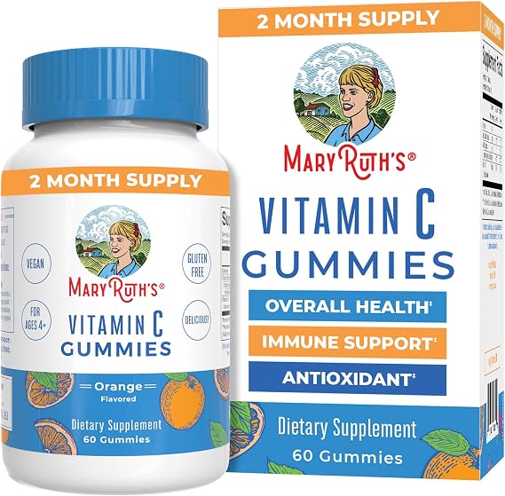 MARYRUTH'S Vitamin C Gummies for Adults & Kids, Immune Support, 60 Servings | Immune Support, 60 Servings
