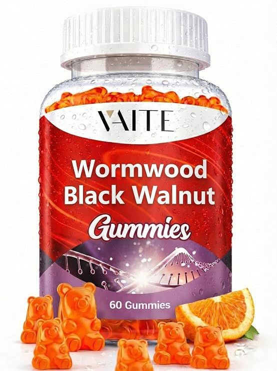 Black Walnut Wormwood Gummies - Herbal Supplement with Artemisia Annua Herb & Juglans nigra Hull for Digestive Wellness & Natural Body Cleanse, Non-GMO & Gluten Free Supplements - 60 Gummy Chewables