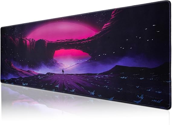 Klasse Pro - 10 Farklı Model Dikişli Kenar 90x40 cm Oyuncu Gaming Mouse Pad (Lunar Majesty, 90x40 cm)
