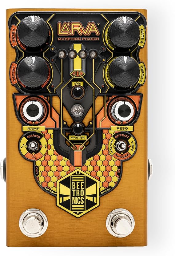 Beetronics LARVA Morphing Phaser Pedal - 6-Stage Analog Phaser with Dual Independent Presets, Tap Tempo, Ramp LED - Creative Guitar Effect Pedal for Musicians