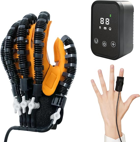 Stroke Hand Rehabilitation Robot Gloves, Strokes Therapy Equipment for Adults, Fingers Strength Training Device for Hemiplegia, Robotic Glove Rehab Stroke Patients (Left M)