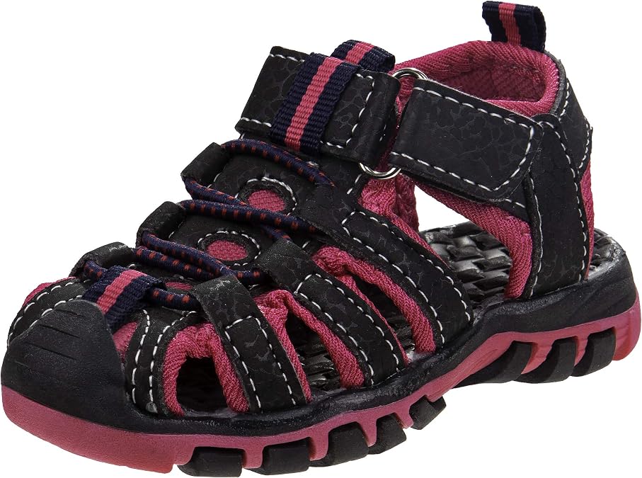 Rugged Bear Kids Boys Girls Closed-Toe Outdoor Sport Water Sandals - beach pool slide adjustable strap shoes athletic summer (Toddler/Little Kid/Big Kid)