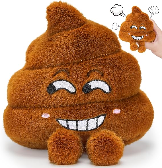Farting Poop Plush Toy Funny Poop Toy with 20 Hilarious Fart Sounds, Soft & Durable Gag Gifts for Kids, Pets, and Pranks Great Decor for Home, Office, or Parties
