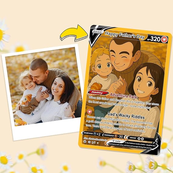 Personalized Photo Poke Card - Custom Poke Cards with Photo Name Text, Game Cards for Dad, Suitable for Placing in Wallet or Car Sun Visor, 2.48 x 3.46 Inch, Waterproof Card