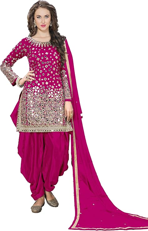 Punjabi Patiyala Suit For Women Salwar Kameez Dress Party wear Mirror Work