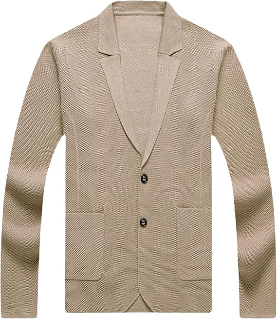 Men's Blazer Collar Button Down Sweater Relaxed Fit Knit Cardigan Sweater Fashion Casual Lightweight Sweaters