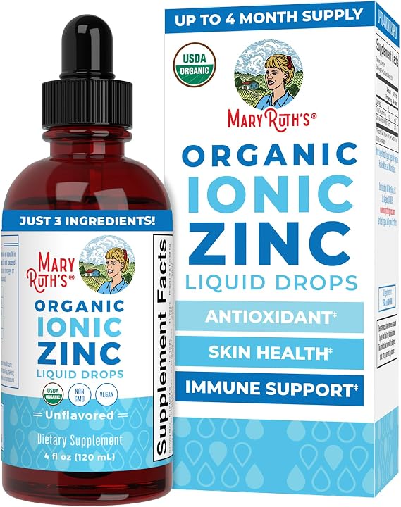 MaryRuth's Organic Liquid Zinc Supplement, Immune Support, Antioxidant, 4oz | Immune Support, Skin Health, Antioxidant, Cellular Metabolism, Zinc Sulfate
