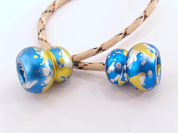 Begleri Fidget Beads - Worry Fidget Beads Spin - Made of Aluminum Alloy - for All Skill Players Creates a Bit of Magic for You (Blue Yellow&White, Cala)