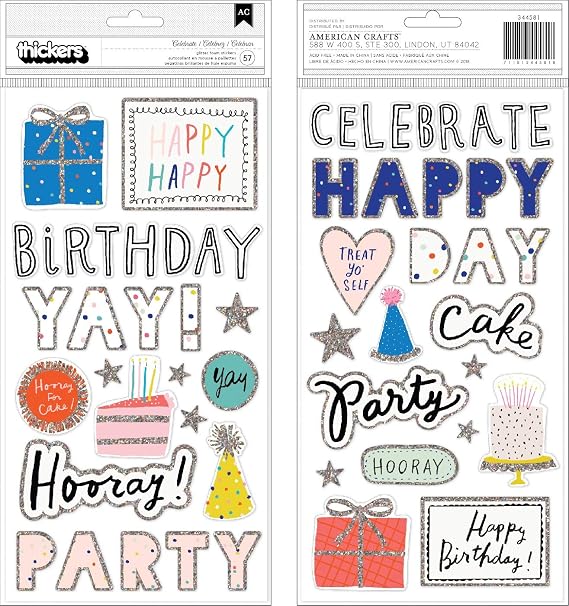 Thickers Hooray Word Stickers with Glitter Accents - 57pcs