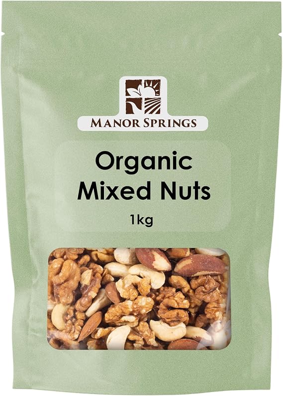 Organic Mixed Nuts 1kg - Raw & Unsalted by Manor Springs Organic (Brazils, Cashews, Walnuts & Almonds)