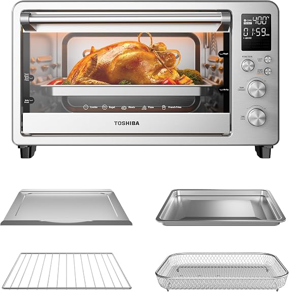 TOSHIBA ChefFry Air Fryer Toaster Oven Combo, 26.4-Quart, Stainless Steel