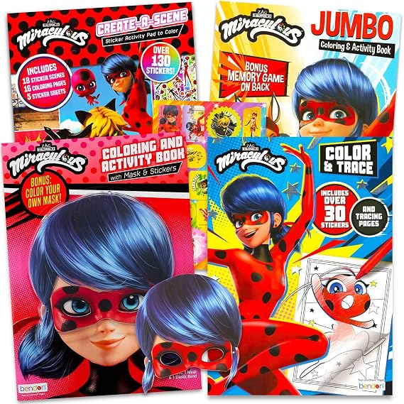 Miraculous Ladybug Activity Set for Kids - Bundle with Assorted Coloring Books, Stickers, and More | Miraculous Ladybug Party Supplies