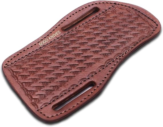 Knife Sheath, Slanted Pancake Sheath, Tooled Leather Sheath, Belt, Beautiful Cow Boy Bull Cutter Knife Sheath 100% Real (Brown)