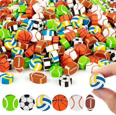 YGAOHF Sports Erasers for Kids, Bulk Mini Sports Erasers, Novelty Basketball, Soccer, Tennis, Football, Baseball, Volleyball Sport Kids Pencil Erasers for Party Favors Classroom Prizes Gift 160 Pcs