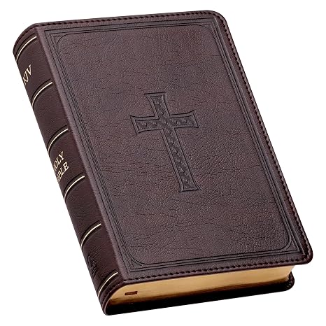 KJV Holy Bible, Large Print Compact, Dark Brown Faux Leather w/Ribbon Marker, Red Letter, King James Version