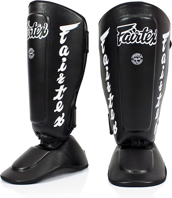 Fairtex SP7 Muay Thai Shin Guards for Men, Women, Kids | Shinguards Made with Syntek Leather & are Premium, Lightweight & Durable | Detachable shin & Foot Protector