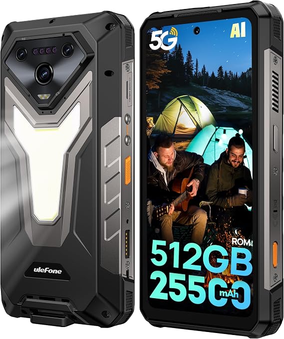 Ulefone Armor 34 Plus 5G Rugged Phone, MTK Dimensity 7400X 32GB+512GB, 25500mAh 66W, Android 15, 6.95" 120Hz Corning Screen, 64MP+50MP+50MP, Waterproof, 1100LM LED & Warning Light/Dual 5G/Widevine L1