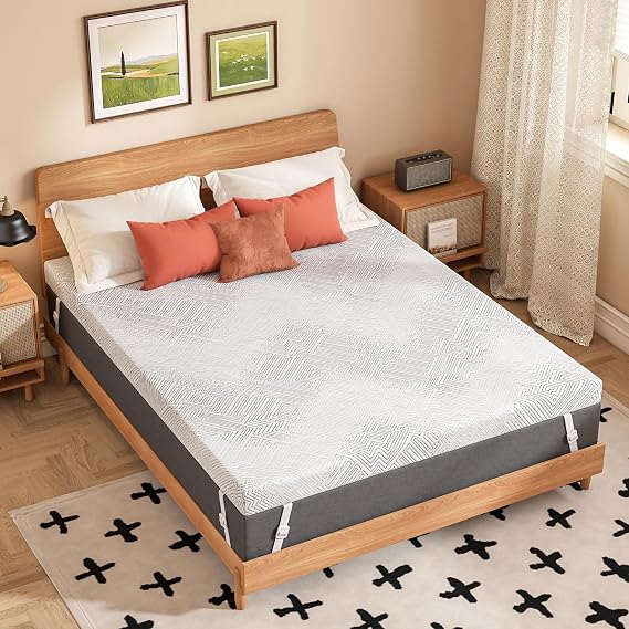 Gel Memory Foam Mattress Topper, Pain Relief,Double Size 135x190x10cm,White