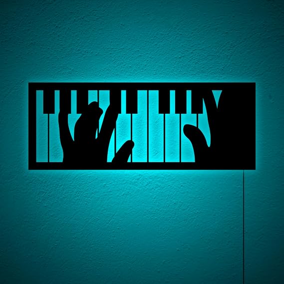 Piano Decor RGB Led Wall Light, Piano Wall Sign Art, Music Office LED Wall Decor, Piano RGB Lights Decor, Instrument Light Decor, Musician Gift, Birthday Xmas Christmas Gifts, RGB 16 Colors Changing