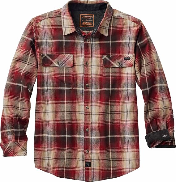 Legendary Whitetails Men's Long Sleeve Plaid Flannel 100% Cotton Shirt