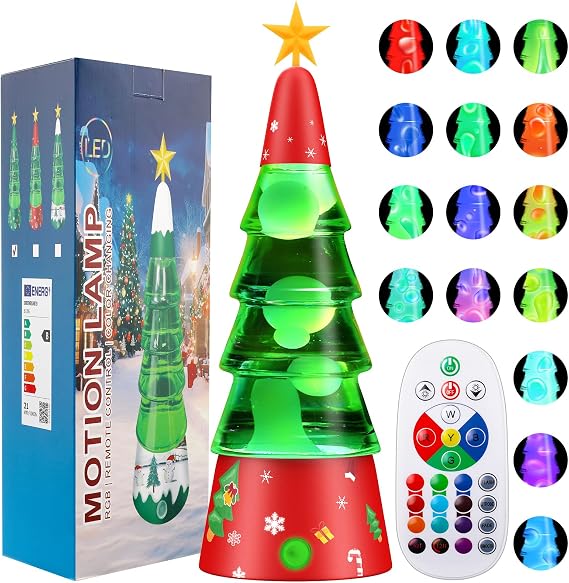 LampGreen Liquid Motion Lamps, Christmas Lamp with Remote, 15 Color Changing LED Night Light for Kids & Adults Christmas, Bedroom, Living Room Gift