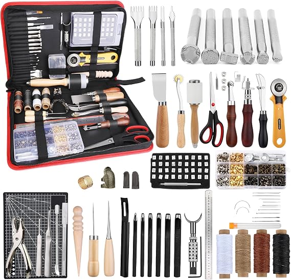 TLKKUE Leather Working Kit, Beginner's Leather Crafting Tool