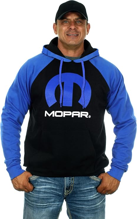 JH Design Mens Mopar Logo Sweatshirt Raglan Pullover Hoodie Size Sm to 4x