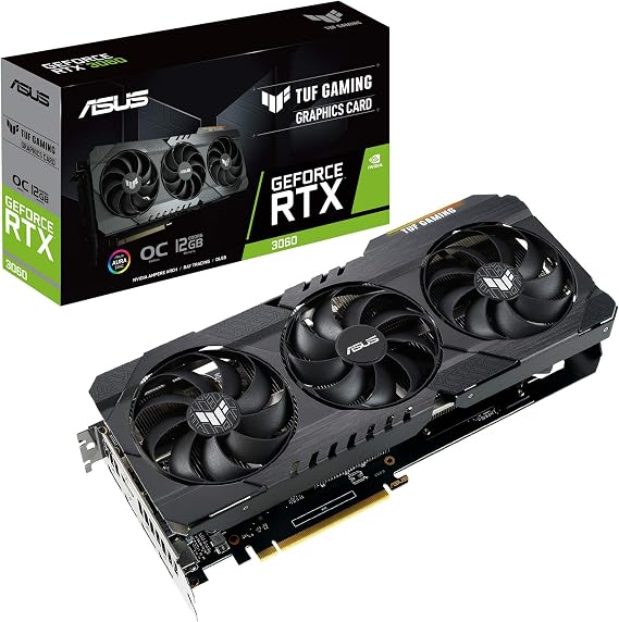 ASUS TUF Gaming NVIDIA GeForce RTX 3060 OC Edition Graphics Card (PCIe 4.0, 12GB GDDR6, HDMI 2.1, DisplayPort 1.4a, Dual Ball Fan Bearings, Military-Grade Certification),