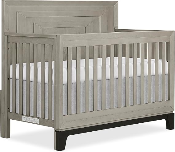 Evolur Remy 5-in-1 Convertible Full-Size Baby Crib, Light Ash, GreenGuard Gold & JPMA Certified, Crafted from Durable Solid Hardwood, 3 Mattress Heights, Converts to Toddler, Day & Full-Size Bed