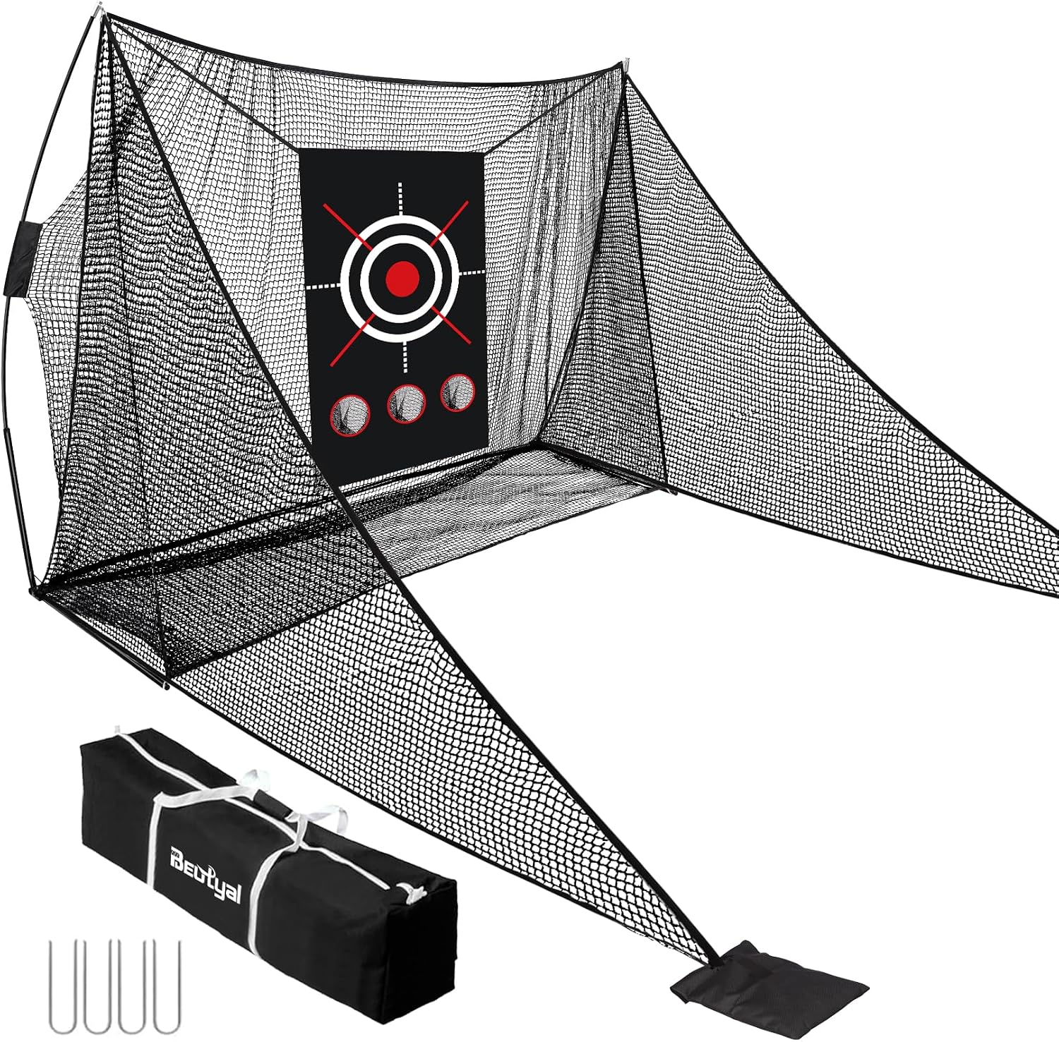 10x7ft Golf Hitting Net for Backyard Driving Real Golf Balls, Heavy Duty Practice Net with Built-in Side Shank Nets, Golf Net for Garage, Indoor & Outdoor Personal Driving Range