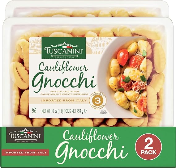 Tuscanini Cauliflower Gnocchi 16oz (2 Pack) | Imported From Italy, Low Fat, Ready in Minutes!