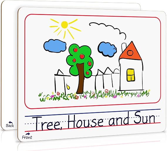 Scribbledo Picture Lined Dry Erase Board 9x12 for Kids Drawing Practice