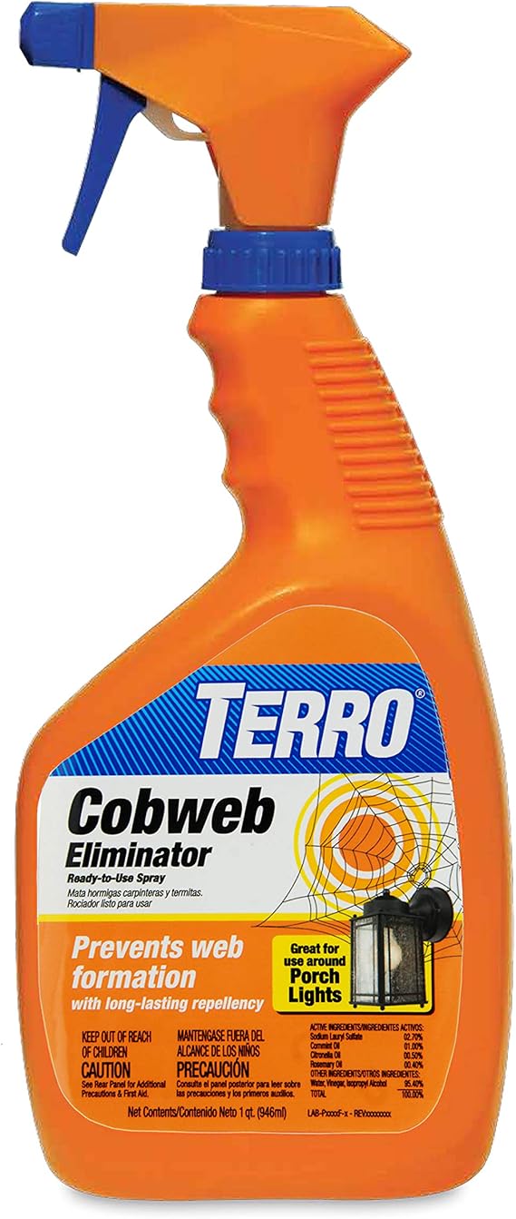 TERRO Cobweb Eliminator, Spiderweb Repellent Spray for Indoor & Outdoor Use