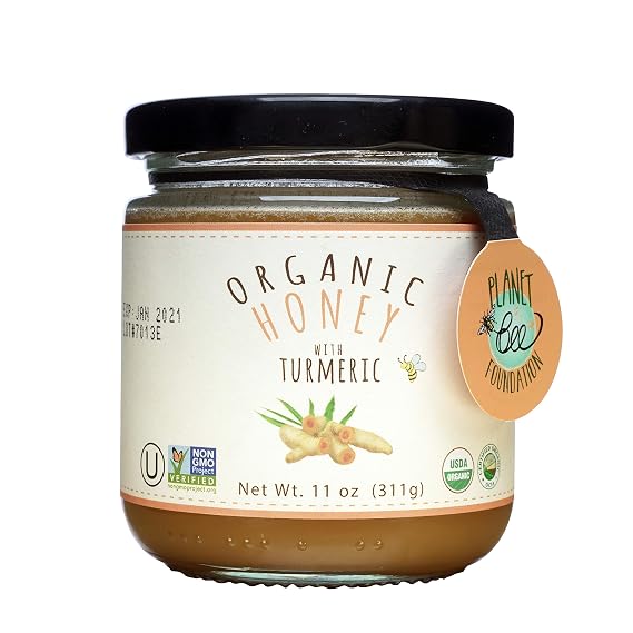 GREENBOW Organic Honey with Turmeric - 100% USDA Certified Organic, Non-GMO, Gluten Free, Certified GMP, Whole Food 11oz (311g)