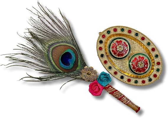 HALDI MEHENDI SHAADI Haldi Kumkum Set + 1 Mor Pankh Tilak Tika Stick with Free Haldi Kumkum | All in one Gift for Weddings, Pooja Functions | Traditional Meenakari