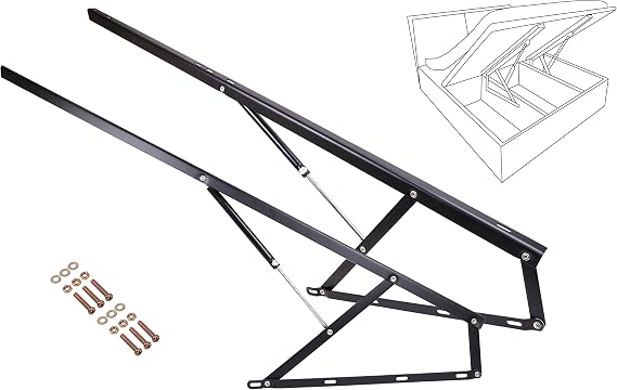5FT Gas Piston Bed Lift Mechanisms for Sofa Bed Box Storage King Queen Twin Space Saving DIY Project Hardware,Black