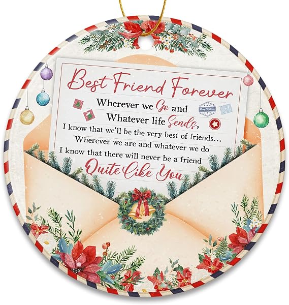 ZAGKOO Best Friend Ornaments for Women - Friends Christmas Ornaments 2025, Christmas Friendship Gifts for BFF, Bestie, Work Friend Group - Sentimental Ceramic Keepsake Ornament