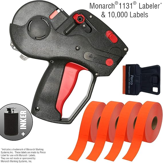 Monarch 1131 Labeler Starter Kit: Includes Price Gun, 10,000 Fluorescent Red Labels, and Preloaded Inker