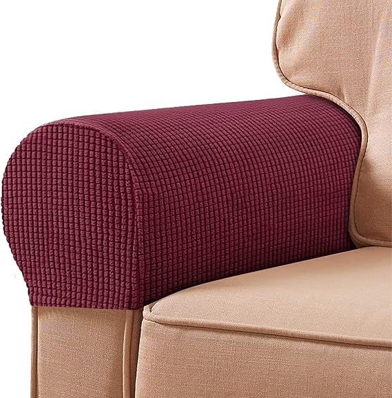 OWOW Stretch Armrest Chair Covers, 2pcs Polyester Washable Armchair Slipcover Arm Cover, Removable Furniture Protector for Sofa Chair Recliner