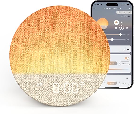 Dreamegg Sunrise 1 Pro - Sunrise Alarm Clock, Sound Machine for Sleep, Favorites Mode, Sleep Routines, Dimmable Night Light, 29 Soothing Sounds, White Noise Machine, Wake Up Light for Bedrooms, Adults