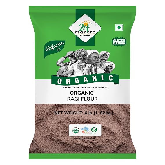 24 Mantra Organic Ragi Flour (Finger Millet Flour) - 4 lbs, Gray