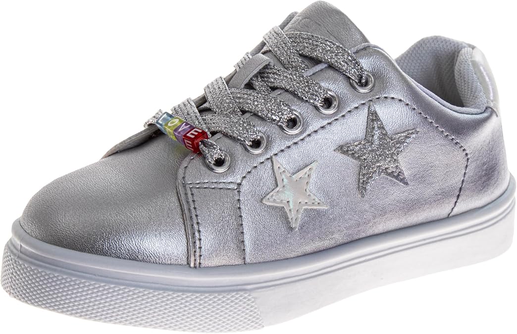 Badgley Mischka Girls Sneakers Low Top Star Girl Dress Casual Shoes Fashion Sneaker for Girl Size 12-13 Little Kid / 1-4 Big Kid