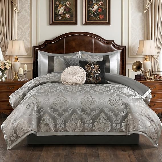Gray Queen Size Comforter Set 7 Pieces