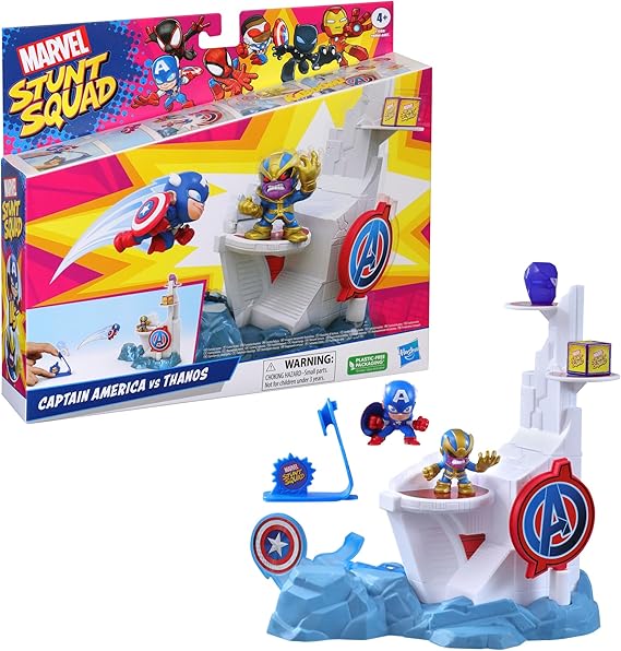 Marvel Stunt Squad Captain America vs Thanos Tower Smash Playset