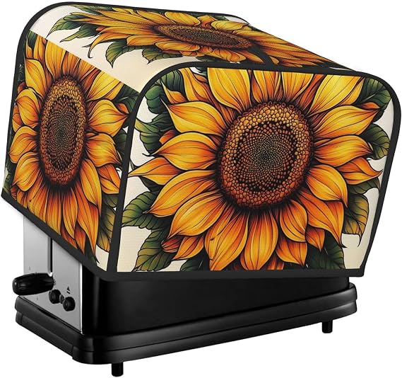 Sunflowers Toaster Cover Bread Machine Cover Fits For 4 Slice Toasters Anti-Sputtering Bread Cover Washable Bread Maker Cover Dust Cover