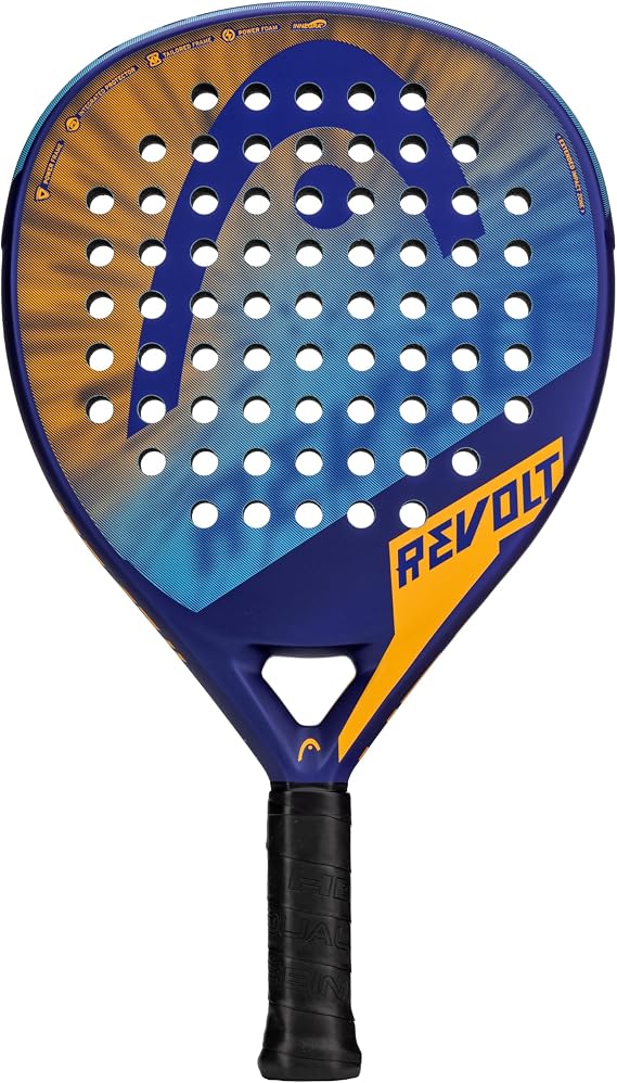 HEAD Revolt Padel Racket, Professional Control and Power Design, Blue and Orange Fiberglass Construction, Lightweight Comfort Grip